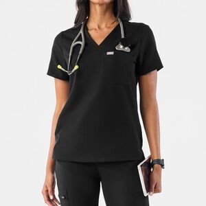 Figs black Catarina one pocket scrub top
